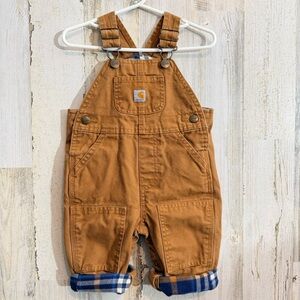SOLD Carhartt Baby Brown Duck Canvas Overalls 9M Plaid Lined Workwear Farmcore